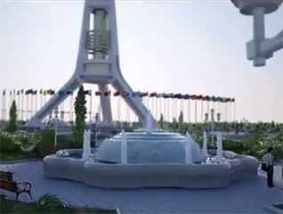 Turkmenistan landscape and pool 3d Animation